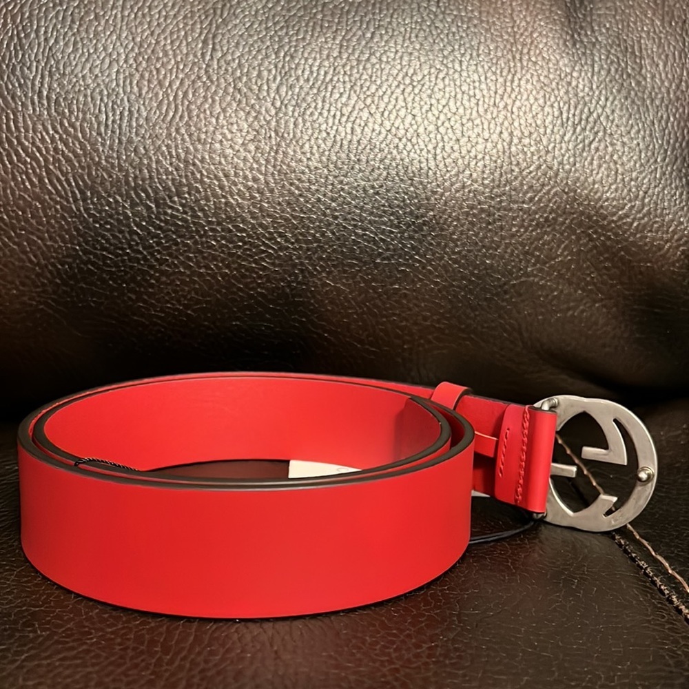 Gucci unisex interlocking GG Marmont logo monogram leather buckle belt NEW - Picture 7 of 9